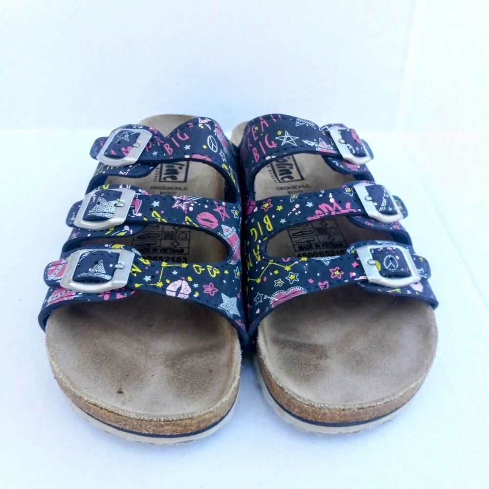 Bioline Sandals Triple Strap Slide On Sandals-Size 34/US 3-Leather-Adjustable - Picture 2 of 10